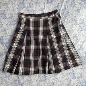 Vintage Academia Pleated High Waisted Skirt Plaid Adjustable Waist 14 Kid Small